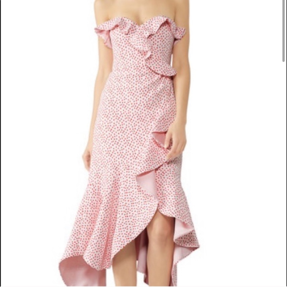 Jonathan Simkhai polka dot strapless midi dress